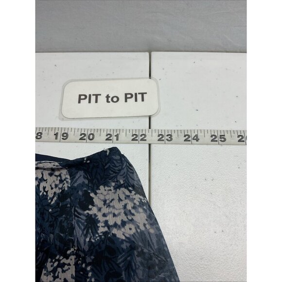 Joie Sleeveless Sheer Overlay knee length Dress‎ Baltic Print Blue size L flowy - Picture 6 of 13